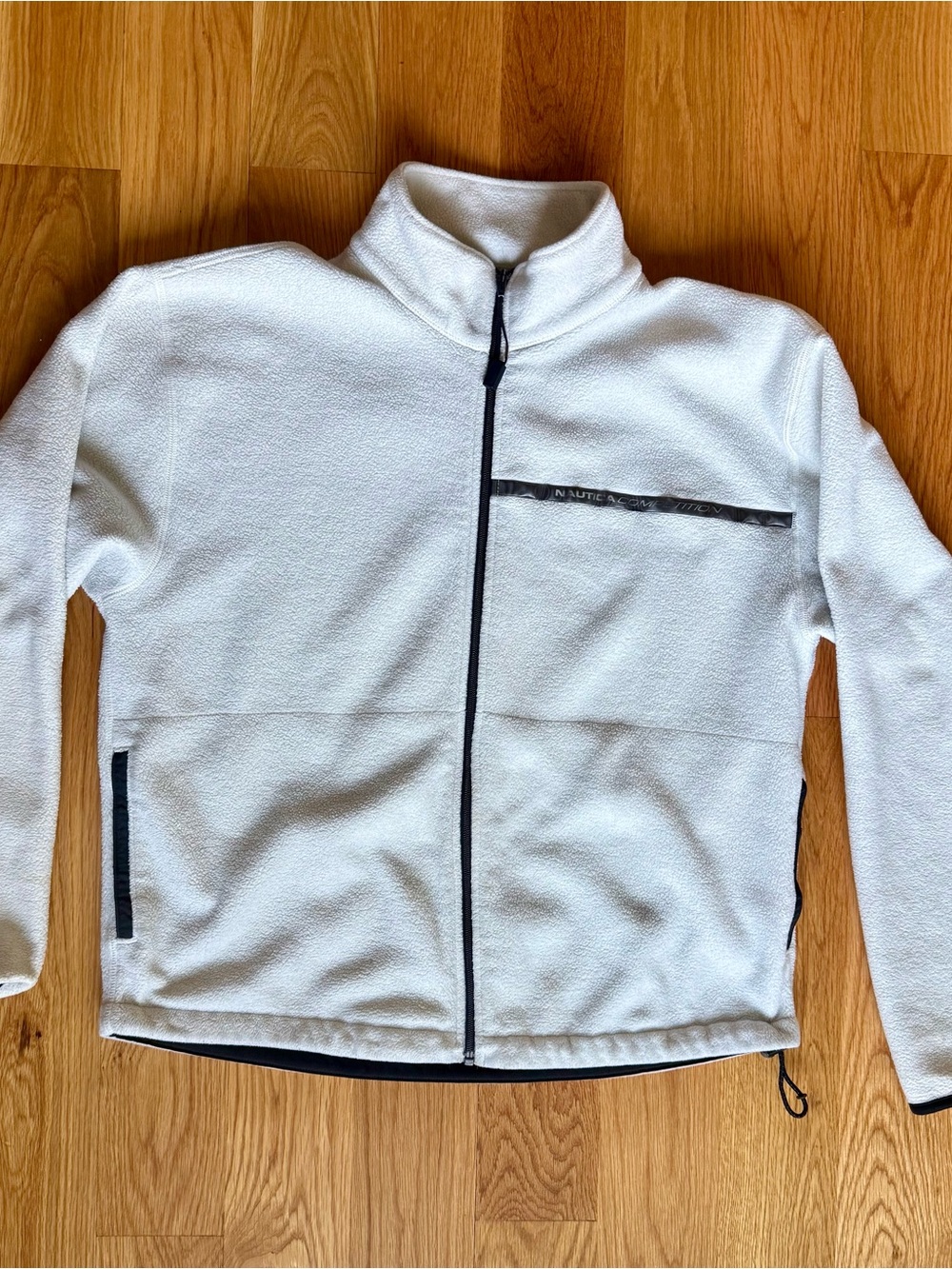 Nautica White Fleece Jacket with Black Trim Accents